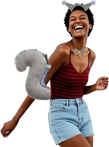 Kirei Sui 3-Piece Squirrel Costume Set with Ears Headband Bowtie Tail Halloween Costumes Accessories Cosplay for Adults in Kuwait