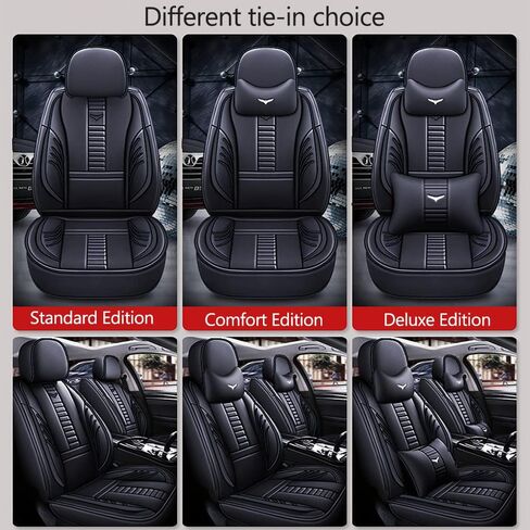 Full Set of Universal Fit Automotive Seat Covers fit for Lexus is 300 2016-2025, PU Leather Automobile Interior Sets with Headrest & Back Pillow Black & Red Line in Saudi Arabia