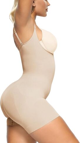 SHAPERX Women's Sculpting Bodysuit Tummy Control Shapewear Open Bust Thigh Slimmer Seamless Body Shaper in Kuwait