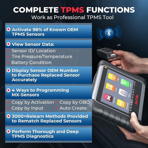 Autel MaxiCOM MK808S-TS Scanner, 2024 Complete TPMS Check/Activate/Relearn Tool, Same as MX808S-TS MK808Z-TS, 28+Service, BT Full System Scan,Bidirectional, FCA AutoAuth,Upgrade of MK808BT PRO MK808S in Saudi Arabia