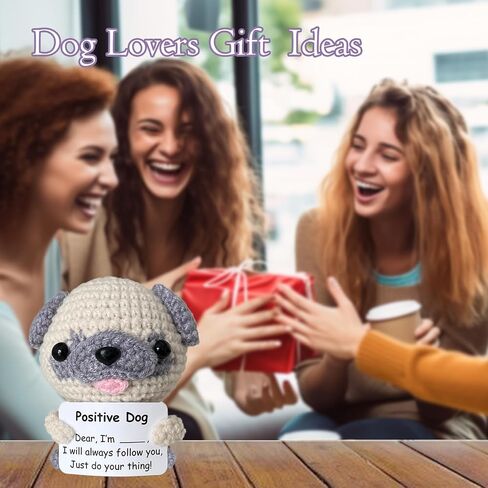 حيوانات كروشيه إيجابية، كلب إيجابي مع رسائل إيجابية، هدايا أم الكلب للنساء، هدايا الصلصال للحيوانات الأليفة المكتبية لمحبي الصلصال، تذكير صغير لزملاء العمل، أفضل صديق، معلم in Saudi Arabia