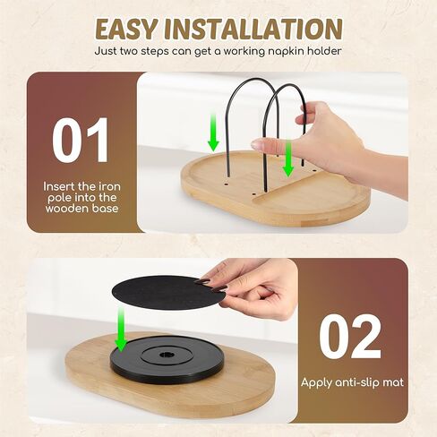 Napkin Holder for Table, Rotating Standing Napkin Dispenser with Salt and Pepper Shakers Caddy Placing Space, Rustic Metal Caddy Napkin Storage for Table Kitchen Countertop, Dining Table Decor in Kuwait