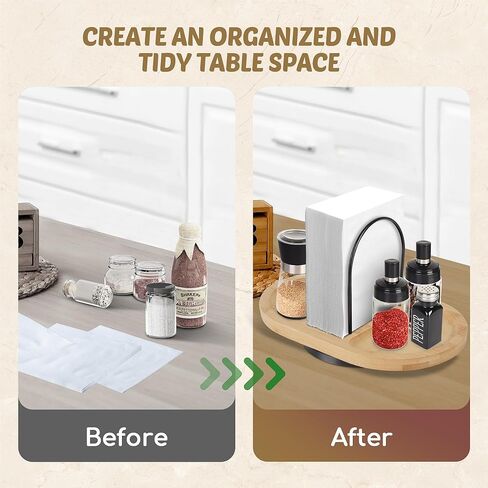 Napkin Holder for Table, Rotating Standing Napkin Dispenser with Salt and Pepper Shakers Caddy Placing Space, Rustic Metal Caddy Napkin Storage for Table Kitchen Countertop, Dining Table Decor in Kuwait