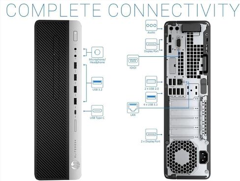 كمبيوتر HP EliteDesk 800 G5 SFF كمبيوتر مكتبي Intel Core i5-9600 3.1 جيجا هرتز حتى 4.9 جيجا هرتز 16 جيجا بايت DDR4 RAM 256 جيجا بايت SSD، واي فاي، لوحة مفاتيح وماوس، DVD، Intel UHD Graphics 630، DisplayPort، Windows 11 (متجدد) in Saudi Arabia