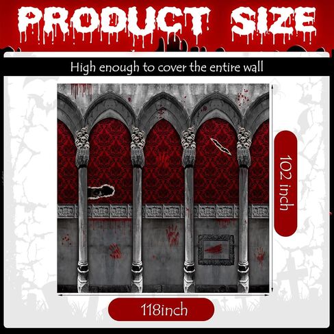 9.8 x 8.5 ft Fabric Halloween Gothic Mansion Backdrop Decoration Polyester Fabric Halloween Photography Background Banner Gothic Mansion Room Scene Setters for Halloween Party Decorations in Saudi Arabia