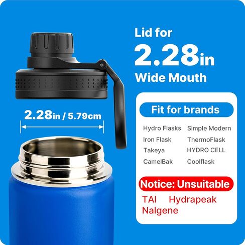 Replacement Lid Fits for Hydro Flask Wide Mouth, Spout Lid for Hydroflask 12 16 18 20 32 40 64oz Wide Mouth Water Bottles, BPA Free in Saudi Arabia