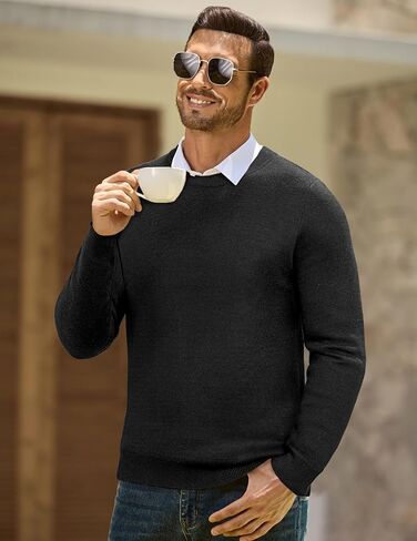 JMIERR الرجال 2025 الخريف الدافئ كنزة صوف سترة متماسكة الكلاسيكية Crewneck كم طويل سليم صالح لينة مريح الشتاء البلوزات in Saudi Arabia