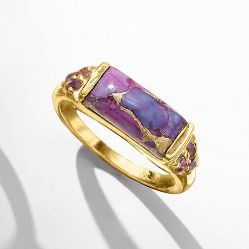 Ross-Simons Purple Turquoise and .10 ct. t.w. Amethyst Ring in 18kt Gold Over Sterling in Saudi Arabia