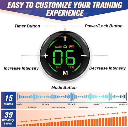 Abs Stimulator, Ab Stimulator Muscle Toner, Ab Toning Belt Fitness Training for Abdomen, Muscle Machine Workout Equipment for Home, TENS & EMS Modes in Saudi Arabia