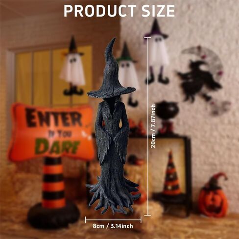Cracker Barrel Halloween Witch Statue - 8 Inch Hand-Painted Gothic Resin Figurine, Retro Magician Decor, Dark Fantasy Ornament, Festival Collectible in Saudi Arabia