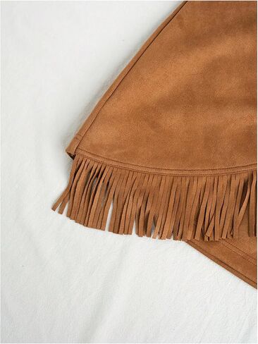 Floerns Women's High Waisted Fringe Hem Mini Skirt Western Tie Side Suede Skirts in Saudi Arabia