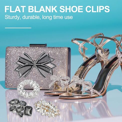 PATIKIL Rhinestone Shoe Clips, 1 Pair Detachable Classic Fashion Sparkling Bow Heels Accessories Decoration for Wedding Bridal Prom Party Daily Wearing Accessories Gray in Saudi Arabia