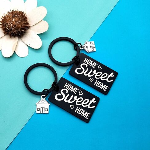 2Pcs Housewarming Presents for New Home Sweet Home Keychain for Couple Friend New House Keyring Gift for New Homeowner Moving in Key Chain Family Keychain Gift in Saudi Arabia