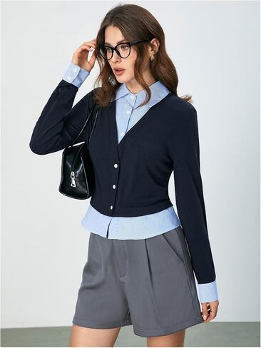 MakeMeChic Women's Striped Print Long Sleeve Shirt Button Down Collar Neck Blouse Tops in Saudi Arabia