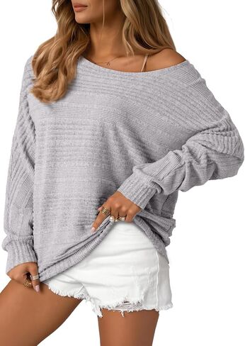 EVALESS Women's Soft Long Sleeve Blouses Crewneck Pullover Tops Business Casual Batwing Knitted Oversized Outfits 2025 in Saudi Arabia