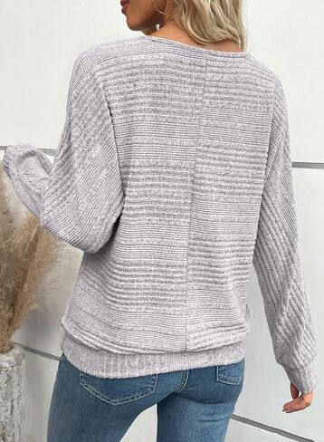 EVALESS Women's Soft Long Sleeve Blouses Crewneck Pullover Tops Business Casual Batwing Knitted Oversized Outfits 2025 in Saudi Arabia