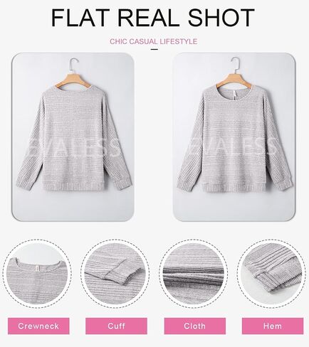 EVALESS Women's Soft Long Sleeve Blouses Crewneck Pullover Tops Business Casual Batwing Knitted Oversized Outfits 2025 in Saudi Arabia