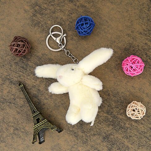 Cute Bunny Plush Keychain for Backpack, Mini Rabbit Charm Accessories Pendant Gift for Women in Saudi Arabia