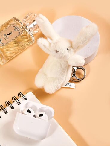 Cute Bunny Plush Keychain for Backpack, Mini Rabbit Charm Accessories Pendant Gift for Women in Saudi Arabia