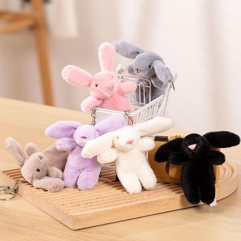 Cute Bunny Plush Keychain for Backpack, Mini Rabbit Charm Accessories Pendant Gift for Women in Saudi Arabia