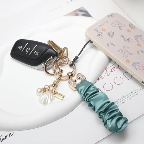 Scrunchie Keychain Wristlet,Cute Stretchy Key Chain for Car Keys,Wrist Bracelet Key Strap for Phone Camera Bags in Saudi Arabia
