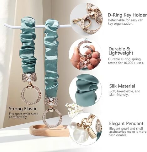 Scrunchie Keychain Wristlet,Cute Stretchy Key Chain for Car Keys,Wrist Bracelet Key Strap for Phone Camera Bags in Saudi Arabia