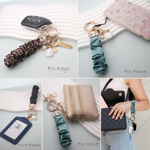 Scrunchie Keychain Wristlet,Cute Stretchy Key Chain for Car Keys,Wrist Bracelet Key Strap for Phone Camera Bags in Saudi Arabia