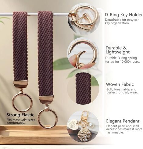 Stretchy Wrist Lanyards,Braided Wristlet Keychain for Keys,Cute Woven Keyring Holder for Women,Wrist Strap for Bag in Saudi Arabia
