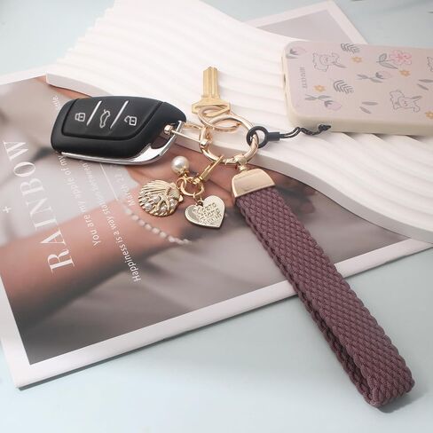 Stretchy Wrist Lanyards,Braided Wristlet Keychain for Keys,Cute Woven Keyring Holder for Women,Wrist Strap for Bag in Saudi Arabia