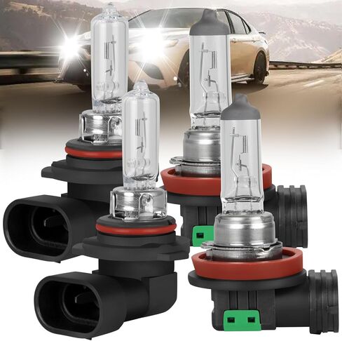 Fit for Toyota Camry 2007-2018 Halogen Headlight Bulbs,9005/HB3 High Beam + H11 Low Beam Halogen Headlight Bulbs Headlamp Replcement Bulb Kit,Plug and Play,Warm White,Pack of 4 in Kuwait