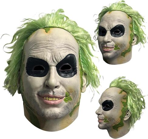 Beetle of juice Mask for Adult Halloween Scary Masks Movie Green Wig Latex Full Head Mask for Costume Cosplay in Saudi Arabia