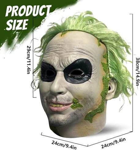 Beetle of juice Mask for Adult Halloween Scary Masks Movie Green Wig Latex Full Head Mask for Costume Cosplay in Saudi Arabia