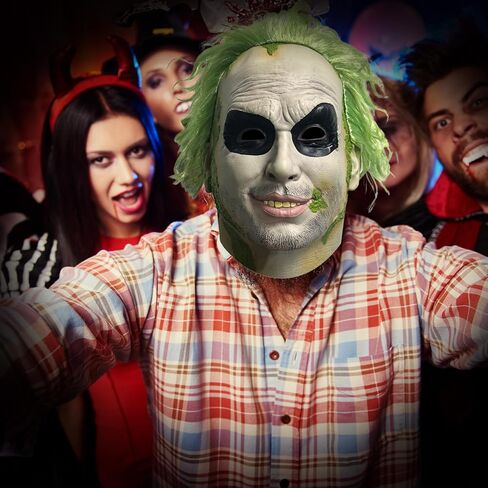 Beetle of juice Mask for Adult Halloween Scary Masks Movie Green Wig Latex Full Head Mask for Costume Cosplay in Saudi Arabia