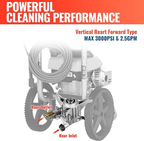 YAMATIC Vertical Pressure Washer Pump Max 3450 PSI 2.5 GPM, 7/8" Shaft Replacement Pump for Power Washer, Compatible with Simpson, Honda, Ryobi, Craftsman, GCV190 Rear Inlet/Outlet in Saudi Arabia