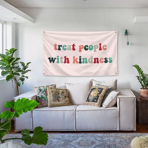 Treat People with Kindness Tapestry 3×5 Feet Indoor and Outdoor Tapestry with Brass Grommets Boys and Girls Room, Dorm, Bedroom, Living Room, Balconies, Party Decor in Saudi Arabia