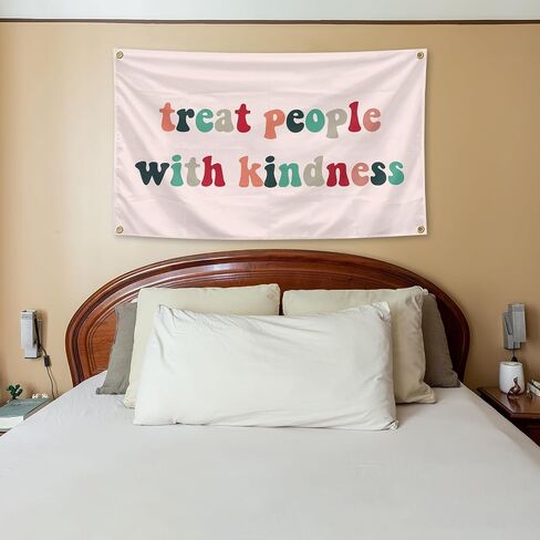 Treat People with Kindness Tapestry 3×5 Feet Indoor and Outdoor Tapestry with Brass Grommets Boys and Girls Room, Dorm, Bedroom, Living Room, Balconies, Party Decor in Saudi Arabia