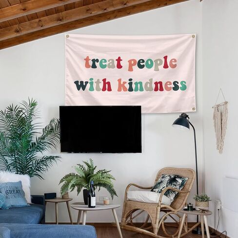 Treat People with Kindness Tapestry 3×5 Feet Indoor and Outdoor Tapestry with Brass Grommets Boys and Girls Room, Dorm, Bedroom, Living Room, Balconies, Party Decor in Saudi Arabia