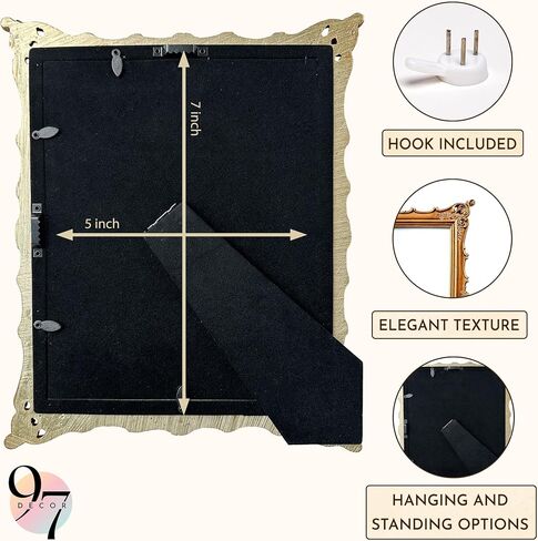 97 Decor 5x7 Antique Picture Frame - Gold Vintage Picture Frames 5x7, Ornate Frames 5 X 7 With Glass Front For Tabletop Photo Display And Wall Hanging, Victorian Poster Frame 5 By 7 in Saudi Arabia