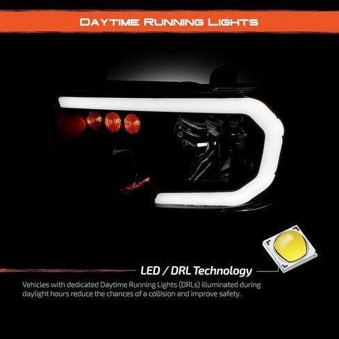 AKKON - يناسب 2007-2013 Toyota Tundra 2008-2017 سيكويا زوج المصابيح الأمامية السوداء مع LED Switchback DRL إشارة الانعطاف المتسلسلة in Saudi Arabia