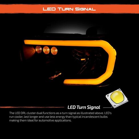 AKKON - يناسب 2007-2013 Toyota Tundra 2008-2017 سيكويا زوج المصابيح الأمامية السوداء مع LED Switchback DRL إشارة الانعطاف المتسلسلة in Saudi Arabia