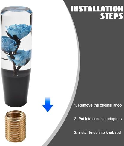 مقبض ناقل الحركة الكريستالي ذو الزهرة الزرقاء من Blueshyhall، مقبض ذراع ناقل الحركة لرأس رافعة عصا السيارة اليدوية in Kuwait
