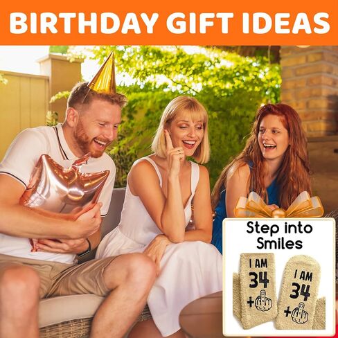 HAPPYPOP 35th Birthday Gifts for Women - Fuzzy 35 Year Old Socks, Born in 1990, Middle Finger Design in Saudi Arabia