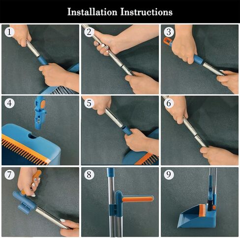 مكنسة و Dustpan في المنزل والمكاتب ، دبان مستقيم مع مكنسة قصيرة المقبض ، والسرد الكاسح الداخلي والخارجي (أسود وبرتقالي) in Kuwait
