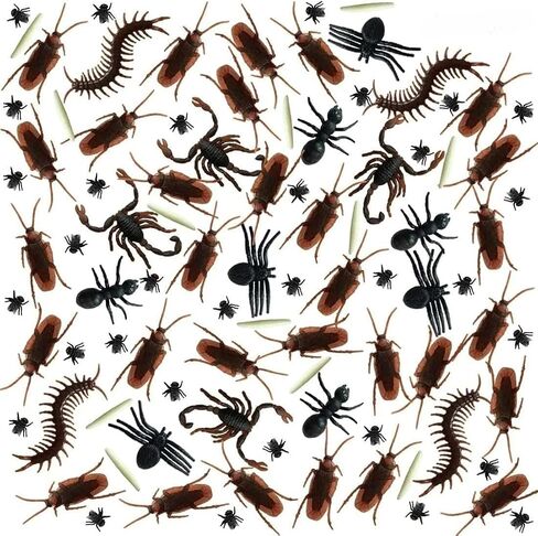 30Pcs Life-Like Artificial Bug Prank Props, Trick Realistic Insect Replicas for Halloween Includes Cockroaches, Spiders, Worms, Ideal for Party Decor in Saudi Arabia