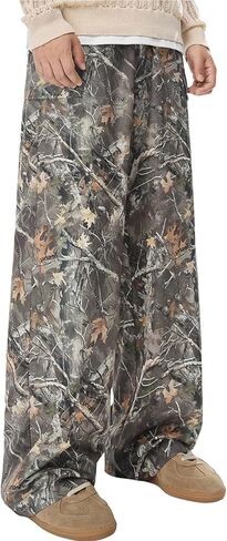 Men's Camo Sweatpants Y2K Letter Graphic Flared Sweatpants Drippy Streetwear Joggers in Kuwait