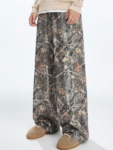 Men's Camo Sweatpants Y2K Letter Graphic Flared Sweatpants Drippy Streetwear Joggers in Kuwait