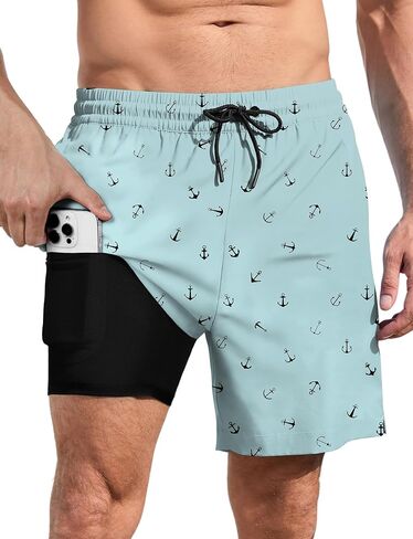 رجال Lzzidou يسبح جذوعها مع ضغوط بطانة 7 بوصة سراويل سراويل للسبع مع جيوب السحاب in Kuwait