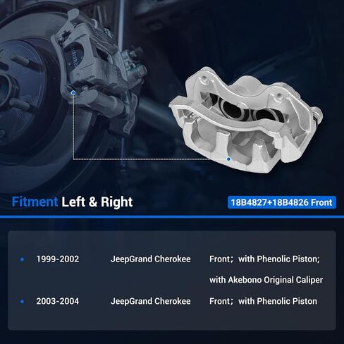 Autoround 18B4827 18B4826 فرجار الفرامل الأمامية مع دعامة مناسبة لسيارة جيب جراند شيروكي 1999-2004، كلا جانبي السائق والراكب in Kuwait