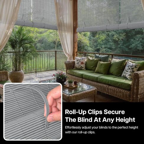 LazBlinds Cordless Roller Shades for Outdoor, Exterior Light Filtering Roll up Shades, Hanging Sunscreen for Patio, Balcony Indoor/Outdoor Porch, 30'' W x 64'' H, Grey in Kuwait