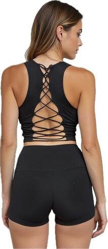 Moondust Women Strappy Back Athletic Sports Top Yoga Tank Longline Workout Crop Tank Top Fitness Workout Running Top in Saudi Arabia